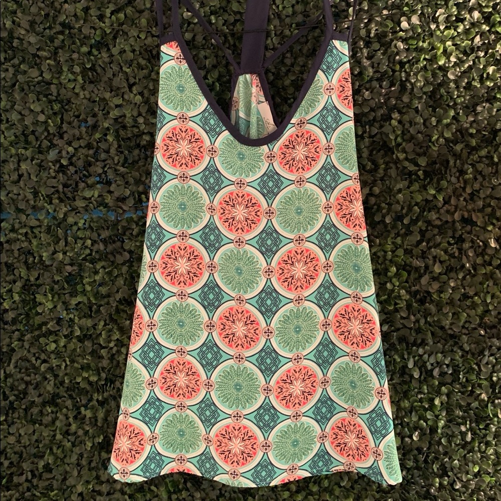 blue teal pink navy tank top